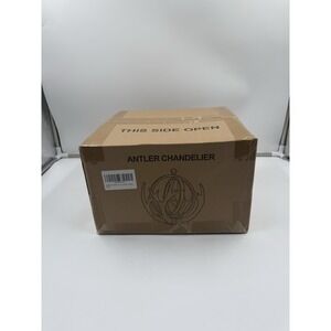 Rustic Antler Chandelier, 14" Farmhouse Chandelier with Resin 4 Antlers and Retr